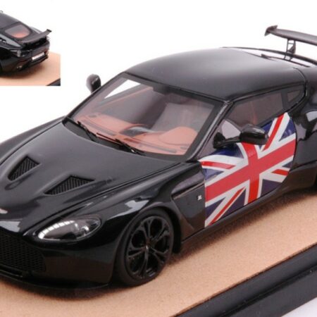 Tecnomodel ASTON MARTIN V12 ZAGATO 2012 BLACK W/ENGLISH  FLAG  ED.LIM.PCS 10 1:43