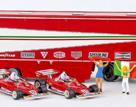 Brekina FIAT 691 T RENNTRANSPORT FERRARI W/2 FERRARI 312 T2 F1 + 6 FIGURES 1:87