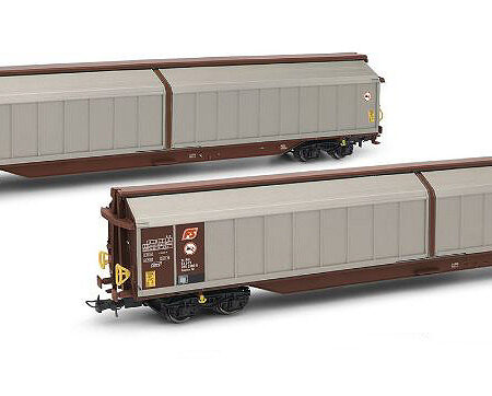 Rivarossi FS 2 UNIT PACK CLOSED WAGONS TYPE HABILLSS SILVER BROWN LIVERY EP.V 1:87