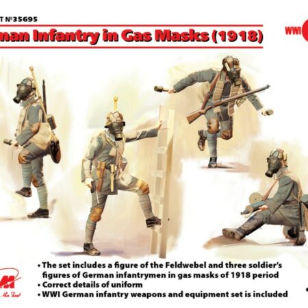 ICM GERMAN INFANTRY IN GAS MASKS 1918 4 FIGURES KIT 1:35