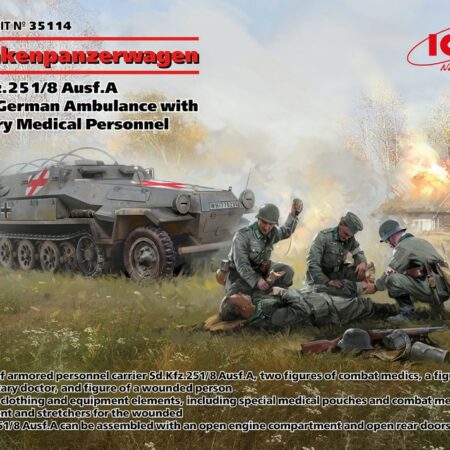 ICM KRANKENPANZERWAGEN Sd.Kfz.251/8 Ausf.A WWII GERMAN AMBULANCE KIT 1:35