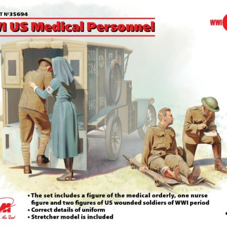 ICM WWII US MEDICAL PERSONNEL 4 FIGURES KIT 1:35