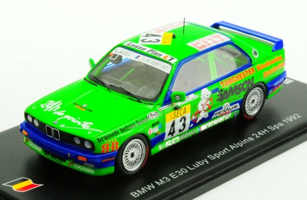 Spark Model BMW M3 E30 N.43 24 H SPA 1992 I.KHAN-D.VAN DE POELE-M.KIMOTO 1:43