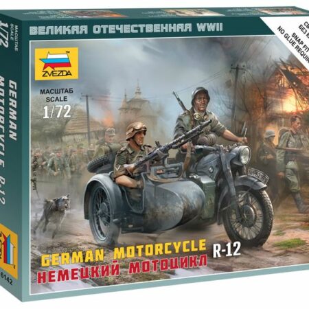 Zvezda GERMAN MOTORCYCLE R-12 W/SIDECAR KIT 1:72