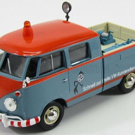 MOTOR-MAX 1/24 VOLKSWAGEN | T1 TYPE 2 DOUBLE CABINE PICK-UP KUNDENDIEST 1962 | LIGHT BLUE ORANGE