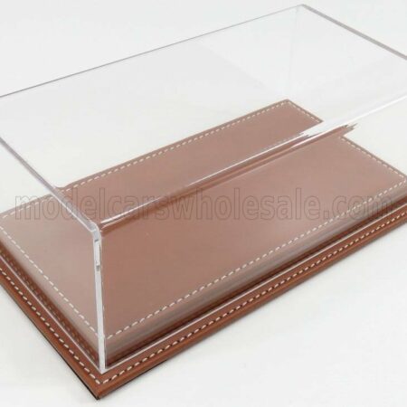 ATLANTIC 1/24 VETRINA DISPLAY BOX | MOLHOUSE BASE IN PELLE MARRONE - LEATHER BASE BROWN - Lungh.LENGHT cm 23 X Largh.WIDTH cm 12 X Alt.HEIGHT cm 8.5 (altezza interna 6.7 cm ) | PLASTIC DISPLAY