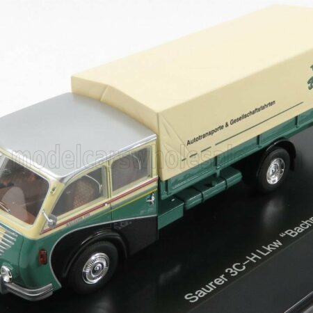 SCHUCO 1/43 SAURER | 3CH LKW TELONATO TRANSPORT BACHMANN 1954 | GREEN CREAM SILVER