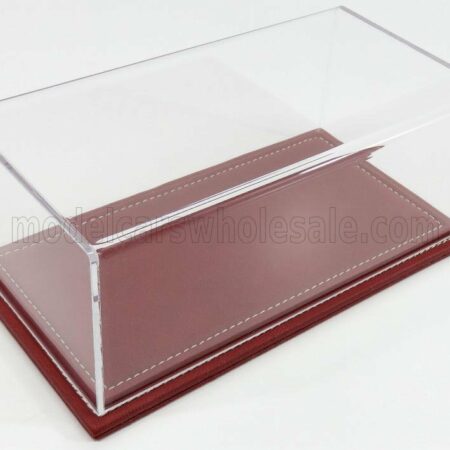 ATLANTIC 1/24 VETRINA DISPLAY BOX | MARANELLO BASE IN PELLE - LEATHER BASE BORDEAUX - Lungh.LENGHT cm 23 X Largh.WIDTH cm 12 X Alt.HEIGHT cm 8.5 (altezza interna 7.7  cm ) | PLASTIC DISPLAY