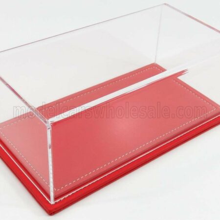 ATLANTIC 1/24 VETRINA DISPLAY BOX | MARANELLO BASE IN PELLE ROSSA - LEATHER BASE RED - Lungh.LENGHT cm 23 X Largh.WIDTH cm 12 X Alt.HEIGHT cm 8.5 (altezza interna 7.7  cm ) | PLASTIC DISPLAY