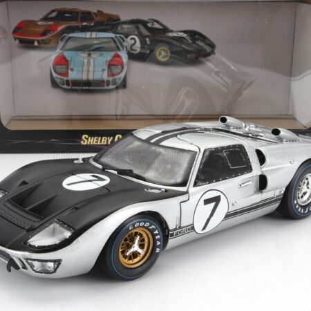 SHELBY-COLLECTIBLES 1/18 FORD USA | GT40 MKII 7.0L V8 TEAM ALAN MANN RACING LTD. N 7 24h LE MANS 1966 G.HILL - B.MUIR | SILVER BLACK