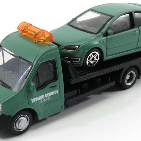 BURAGO 1/43 MERCEDES BENZ | SPRINTER SOCCORSO STRADALE WITH FORD ENGLAND FOCUS 2011 - CARRO ATTREZZI - WRECKER ROAD SERVICE | MATT GREEN