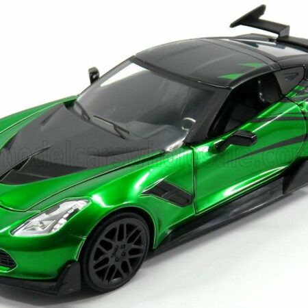 JADA 1/24 CHEVROLET | CORVETTE C7 COUPE STINGRAY 2014 - CROSSHAIRS TRANSFORMERS V L'ULTIMO CAVALIERE - MOVIE 2017 | GREEN MET BLACK