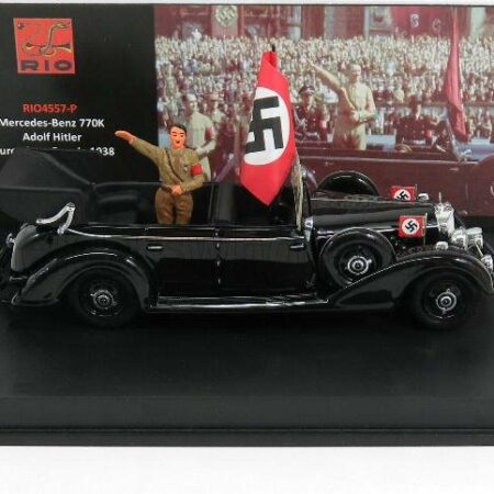 RIO-MODELS 1/43 MERCEDES BENZ | 770K CABRIOLET NUREMBERG PARADE HITLER 1938 WITH FIGURE | BLACK