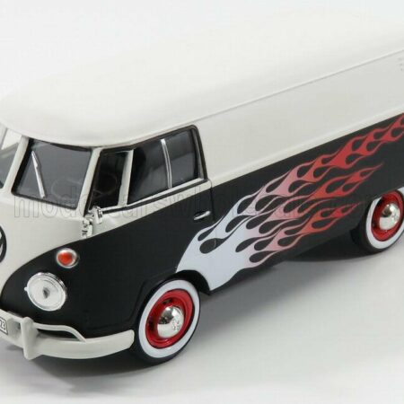 MOTOR-MAX 1/24 VOLKSWAGEN | T1 TYPE 2 VAN CUSTOM GARAGE 1962 | MATT BLACK WHITE