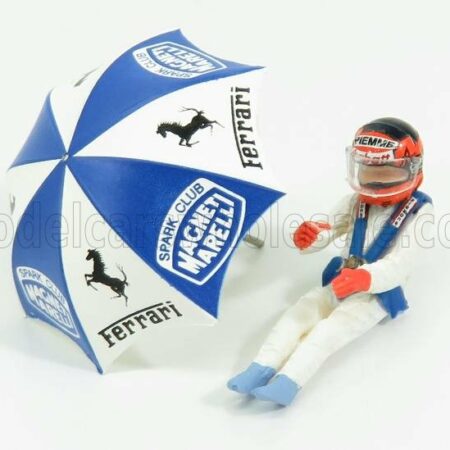 BRUMM 1/43 FIGURES | GILLES VILLENEUVE FOR FERRARI 126C2 F1 WITH UMBRELLA | WHITE