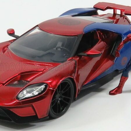 JADA 1/24 FORD USA | GT WITH SPIDERMAN FIGURE 2017 | RED BLUE