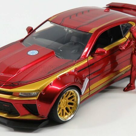 JADA 1/24 CHEVROLET | CAMARO COUPE WITH IRON MAN FIGURE 2016 | RED GOLD