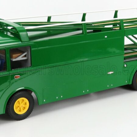 NOREV 1/18 FIAT | BARTOLETTI 306/2 3-ASSI TRUCK TEAM DAVID PIPER RACING CAR TRANSPORTER 1970 | GREEN