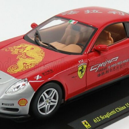 EDICOLA 1/24 FERRARI | 612 SCAGLIETTI TOUR CHINA 15.000 RED MILES 2004 - CON VETRINA - WITH SHOWCASE | RED SILVER