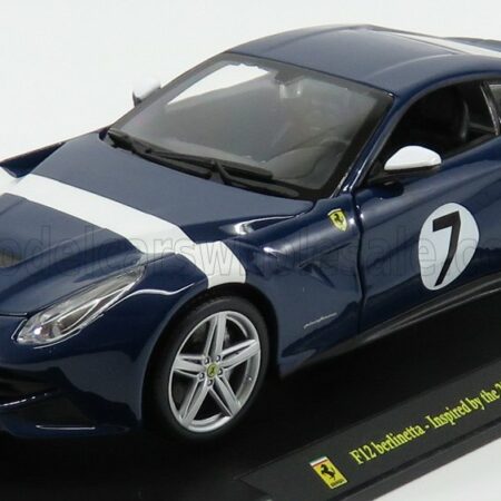 EDICOLA 1/24 FERRARI | F12 BERLINETTA N 7 2012 - INSPIRED BY THE 250 GT BERLINETTA - CON VETRINA - WITH SHOWCASE | BLUE WHITE