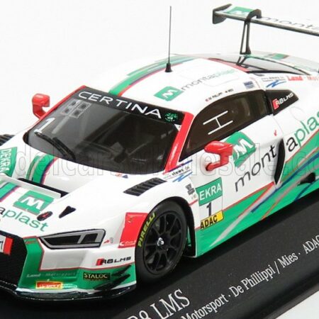 MINICHAMPS 1/43 AUDI | R8 LMS ULTRA TEAM MONTAPLAST MOTORSPORT N 1 ADAC GT MASTERS 2017 DE PHILLIPPI - MIES | WHITE GREEN