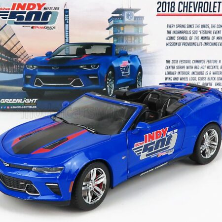 GREENLIGHT 1/24 CHEVROLET | CAMARO SS SPIDER OFFICAL PACE CAR 102th INDIANAPOLIS 500 MILE RACE 2018 | BLUE MET