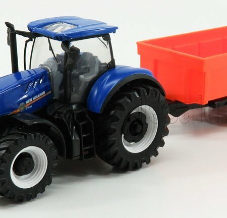 BURAGO 1/50 NEW HOLLAND | T7.315 TRACTOR + TIPPING TRAILER | BLUE RED