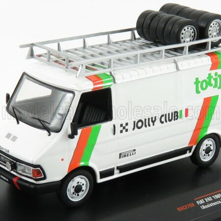 IXO-MODELS 1/43 FIAT | 242 VAN FIAT TEAM TOTIP JOLLY CLUB ASSISTANCE RALLY 1985 - LANCIA 037 | WHITE GREEN ORANGE