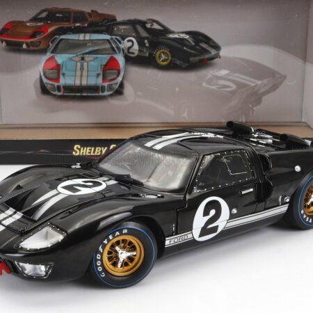 SHELBY-COLLECTIBLES 1/18 FORD USA | GT40 MKII 7.0L V8 TEAM SHELBY AMERICAN INC. N 2 WINNER 24h LE MANS 1966 B.McLAREN - C.AMON | BLACK SILVER