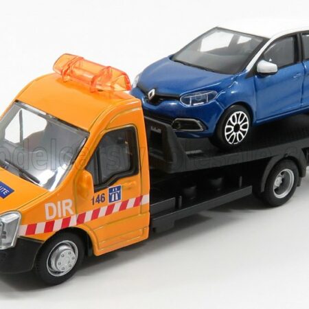 BURAGO 1/43 MERCEDES BENZ | SPRINTER SOCCORSO STRADALE WITH RENAULT CAPTUR - CARRO ATTREZZI - WRECKER ROAD SERVICE | YELLOW BLUE