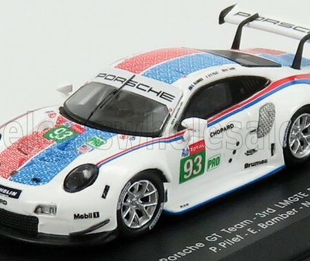 SPARK-MODEL 1/87 PORSCHE | 911 991-2 RSR TEAM PORSCHE GT N 91 2nd LMGTE PRO CLASS 24h LE MANS 2019 P.PILET - E.BAMBER - N.TANDY | WHITE BLUE RED