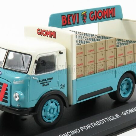 EDICOLA 1/43 OM FIAT | LEONCINO TRUCK PORTABOTTIGLIE GIOMMI 1957 | LIGHT BLUE CREAM