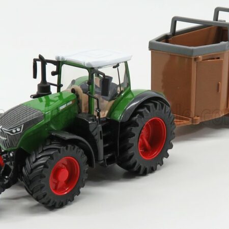 BURAGO 1/50 FENDT | VARIO 1000 TRACTOR WITH LIVESTOCK TRAILER 2016 | GREEN GREY