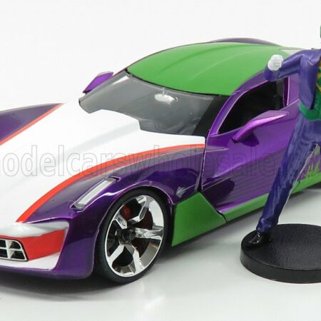 JADA 1/24 CHEVROLET | CORVETTE STINGRAY WITH JOKER FIGURE 2009 | PURPLE GREEN WHITE