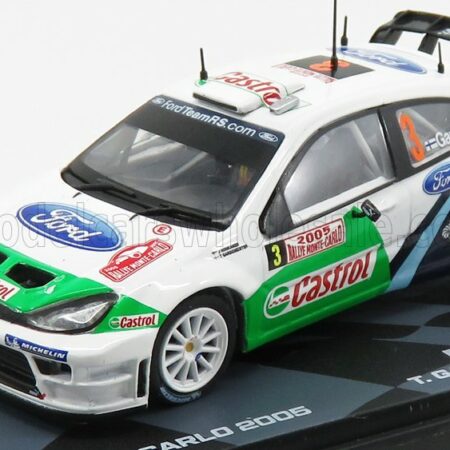 EDICOLA 1/43 FORD ENGLAND | FOCUS RS WRC N 3 RALLY MONTECARLO 2005 T.GARDEMEISTER - J.HONKANEN | WHITE GREEN BLUE