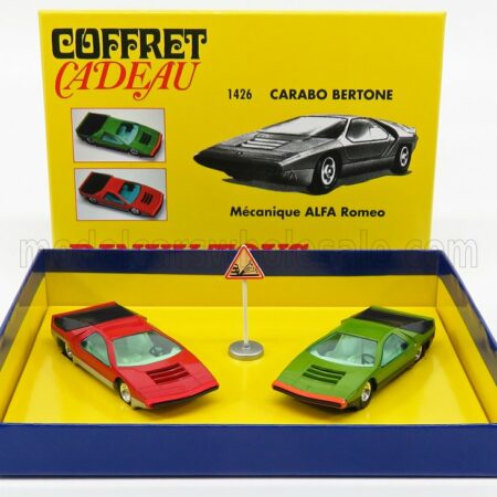 EDICOLA 1/43 ALFA ROMEO | SET 2X 33 CARABO BERTONE 1968 - COFFRET BOX | GREEN RED