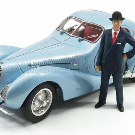 CMC 1/18 TALBOT LAGO | T150 COUPE C-SS TEARDROP FIGONI & FALASCHI CONCORSO D'ELEGANZA 1937 WITH FIGURE AND TROPHY | LIGHT BLUE MET