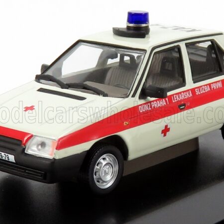 ABREX 1/43 SKODA | FAVORIT 136L VB AMBULANCE PRAHA 1988 | WHITE RED