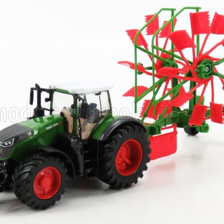 BURAGO 1/50 FENDT | VARIO 1050 TRACTOR WITH WHIRL RAKE TRAILER 2016 | GREEN GREY RED