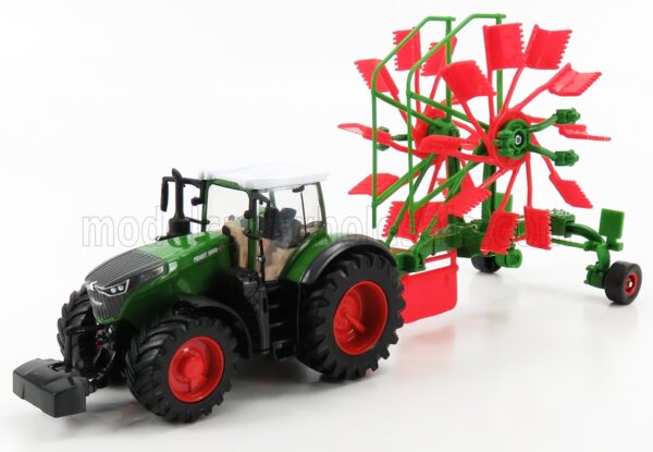 BURAGO 1/50 FENDT | VARIO 1050 TRACTOR WITH WHIRL RAKE TRAILER 2016 | GREEN GREY RED