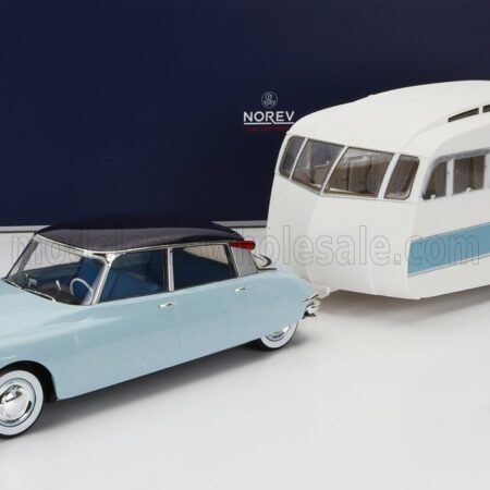 NOREV 1/18 CITROEN | DS19 WITH ROULOTTE 1960 | BLUE WHITE