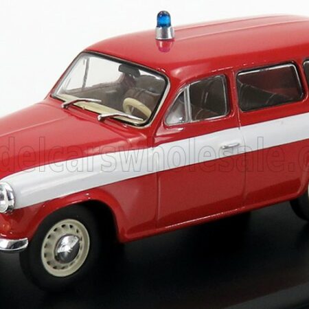 ABREX 1/43 SKODA | 1202 SW STATION WAGON FIRE ENGINE 1964 | RED WHITE