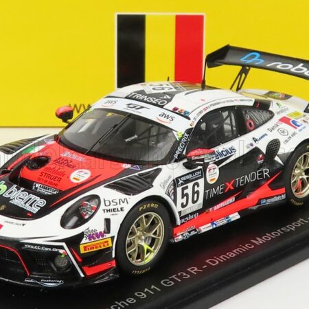 SPARK-MODEL 1/43 PORSCHE | 911 991-2 GT3 TEAM DINAMIC MOTORSPORT N 56 24h SPA 2020 A.DE LEENER - M.O.PEDERSEN - A.RIZZOLI - C.SBIRRAZZUOLI | WHITE RED BLACK