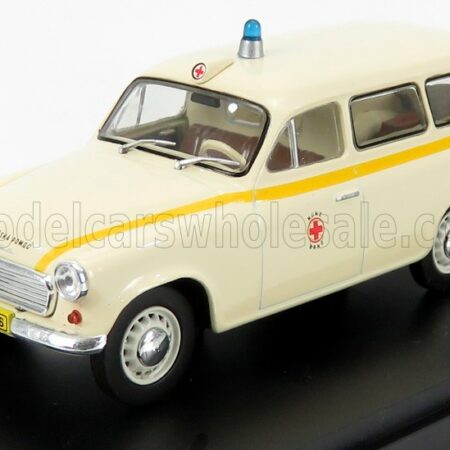 ABREX 1/43 SKODA | 1202 MUNZ BRNO AMBULANCE 1964 | BLUE WHITE