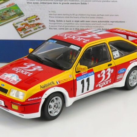 SOLIDO 1/18 FORD ENGLAND | SIERRA RS COSWORTH N 11 RALLY TOUR DE CORSE 1987 D.AURIOL - B.OCCELLI | RED YELLOW