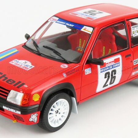 SOLIDO 1/18 PEUGEOT | 205 RALLYE N 26 RALLY TOUR DE CORSE 1990 H.DEVIN - F.VISTE | RED BLACK