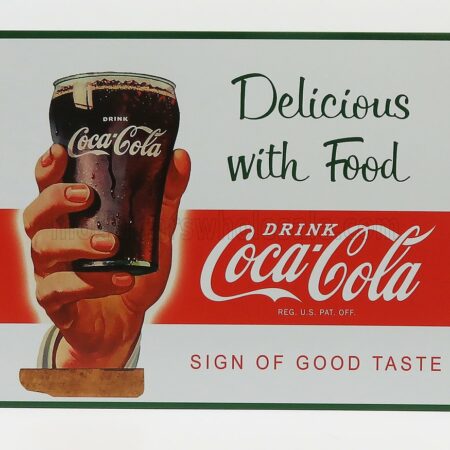 EDICOLA 1/1 ACCESSORIES | METAL PLATE - COCA-COLA DELICIOUS WITH FOOD | WHITE RED GREEN