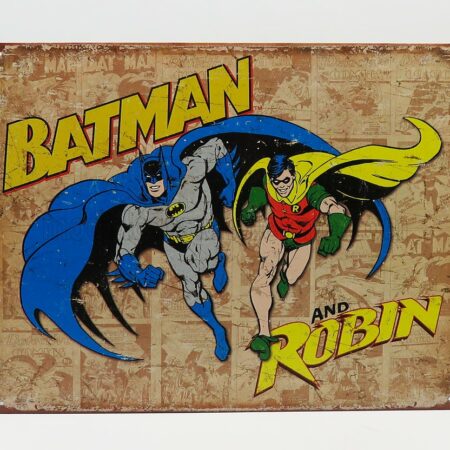 EDICOLA 1/1 ACCESSORIES | METAL PLATE - BATMAN AND ROBIN | BROWN BLUE YELLOW