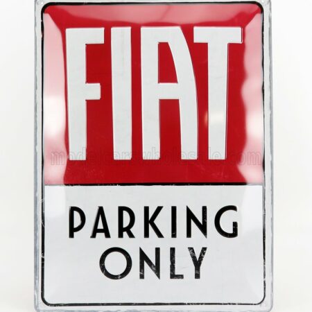 EDICOLA 1/1 ACCESSORIES | 3D METAL PLATE - FIAT PARKING ONLY | RED WHITE