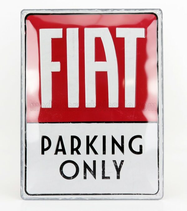 EDICOLA 1/1 ACCESSORIES | 3D METAL PLATE - FIAT PARKING ONLY | RED WHITE